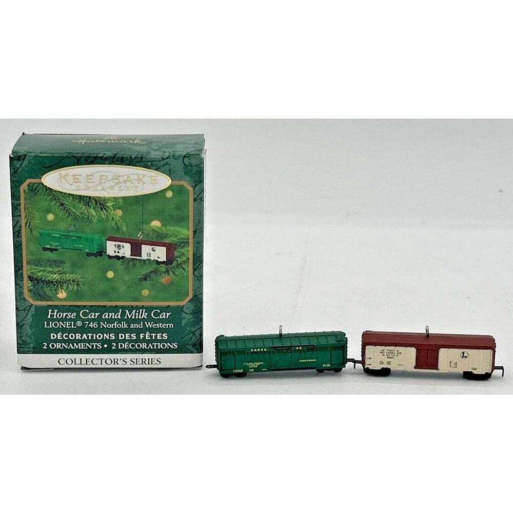 2000 Hallmark Horse Car & Milkโ Car- Lionel 746 Norfolk Western Ornaments U31